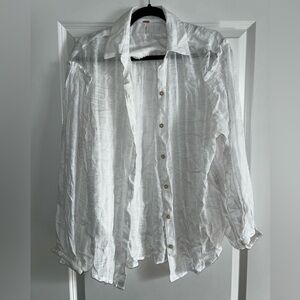 Free people white button up top
